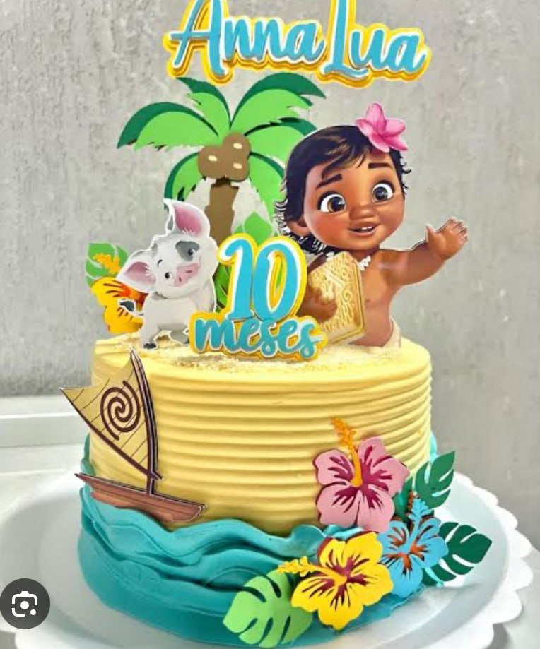 Topo para Bolos tema Moana Baby