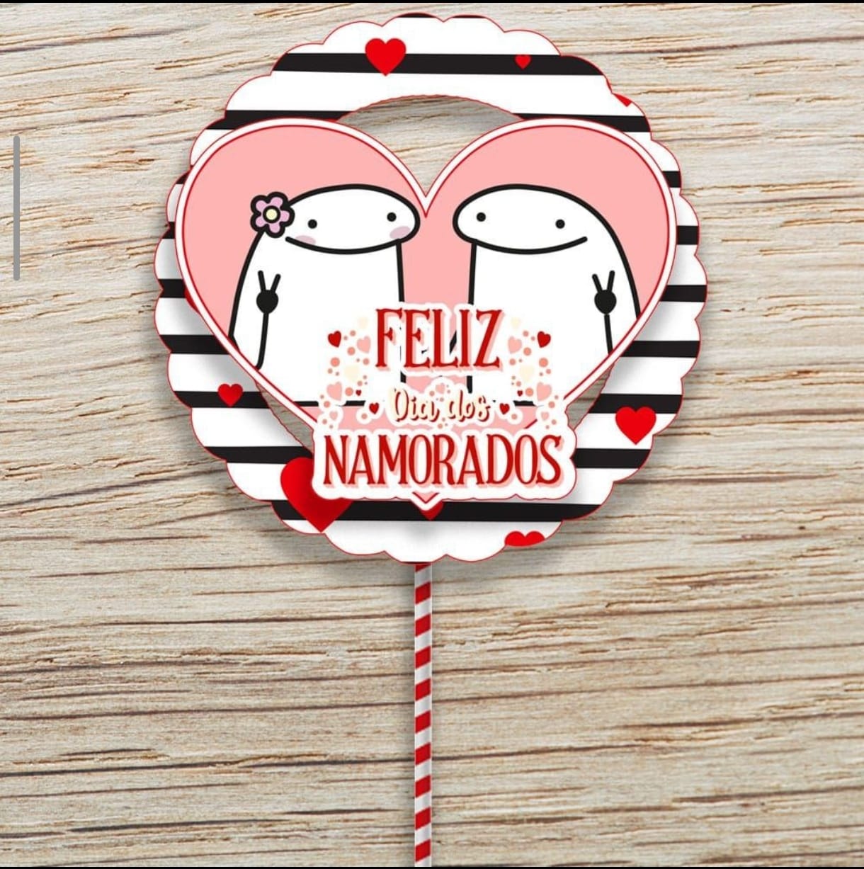 Topo de Bolo Tema Flork Dia dos Namorado