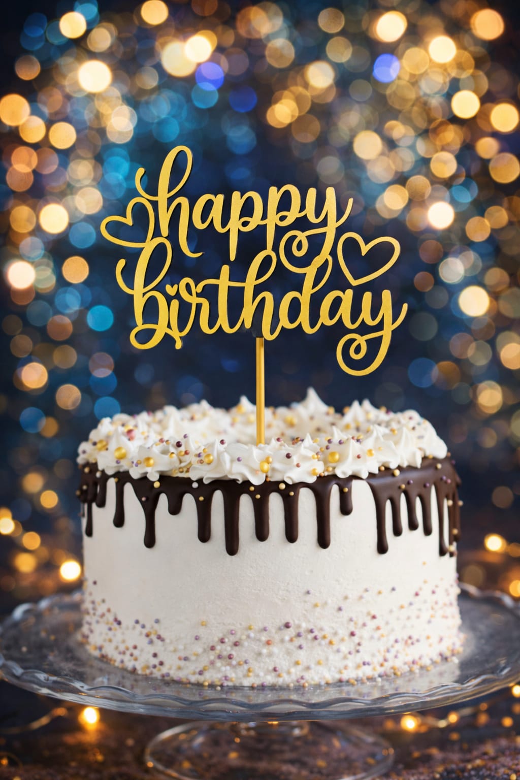 Topper Happy Birthday dourado