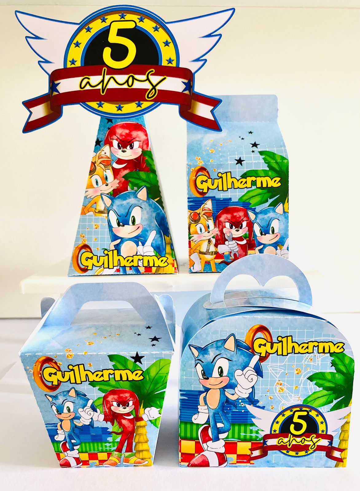 Kit 20 Caixinhas Tema Sonic